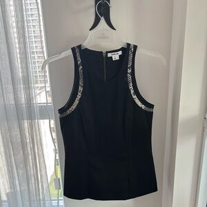 Helmut Lang Black Sleeveless Snake-Print Detail Top - size S